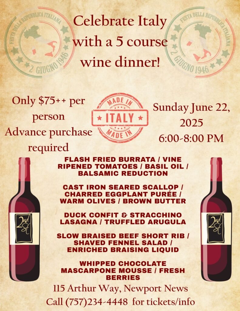 SecondSt Celebrate Italy 5 Course Wine Dinner
